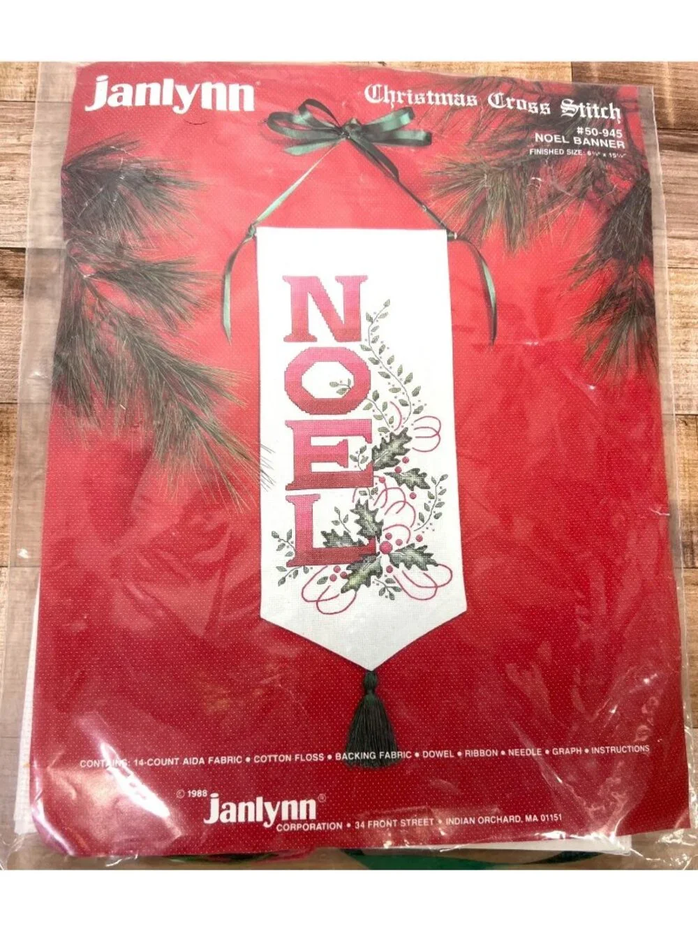 Janlynn Christmas Cross Stitch Noel Banner Kit #50-945 14-Count Aida Fabric Fini